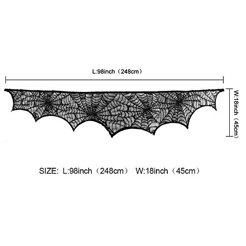  AerWo Black Lace Spiderweb Fireplace Mantle Scarf Cover for Halloween Parties
| AerWo Halloween Decoration Scarf Cover 