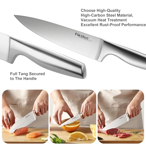 FIKSHOT Premium Stainless Steel Knife Set, Razor-Sharp Santoku Knife and Fruit Knives, Gift for Homecooks
FIKSHOT Premi