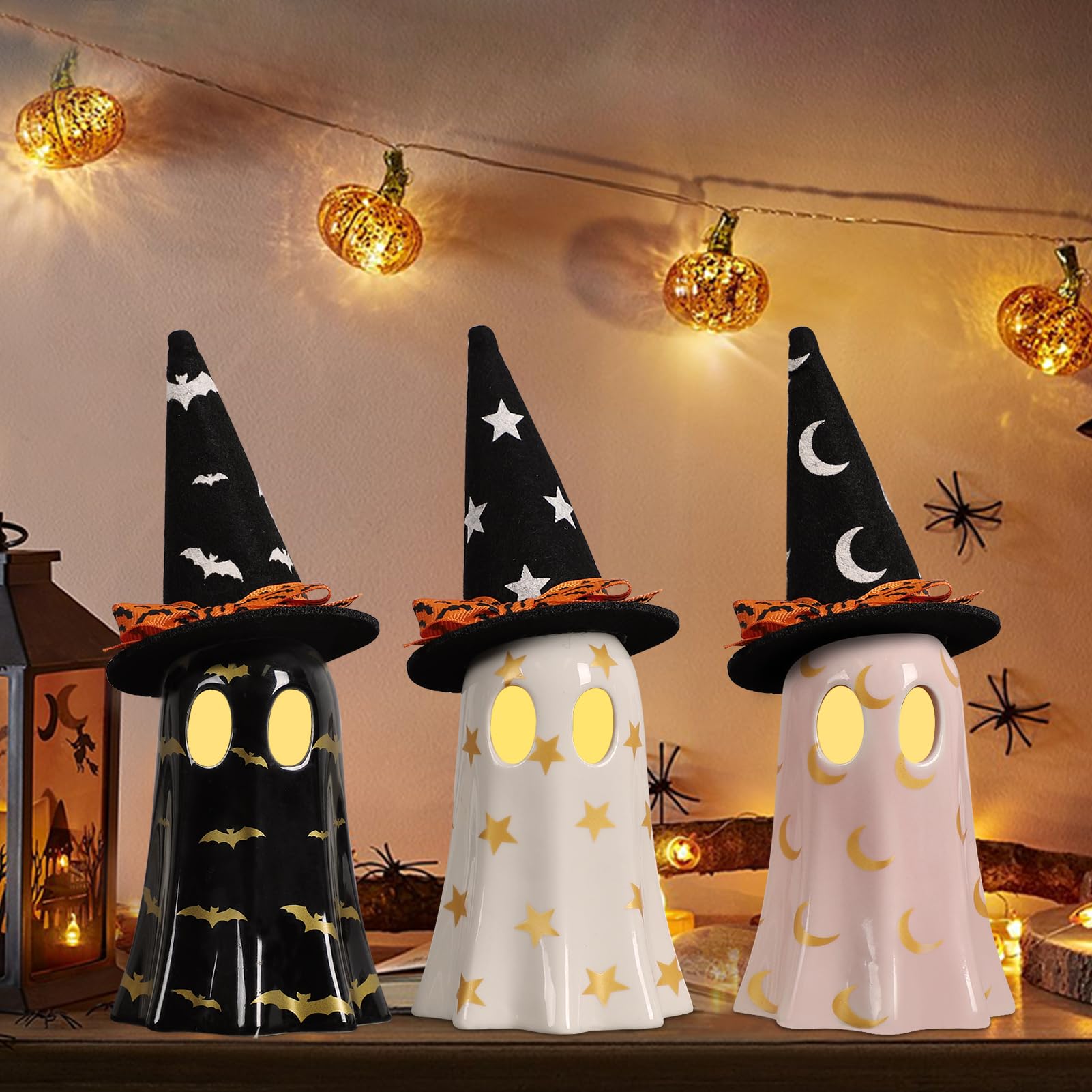 DAZONGE Halloween Indoor Decor Set of 3 Ceramic Ghosts Perfect for Mantel, Shelf & Tabletop
| DAZONGE Halloween Indoor 