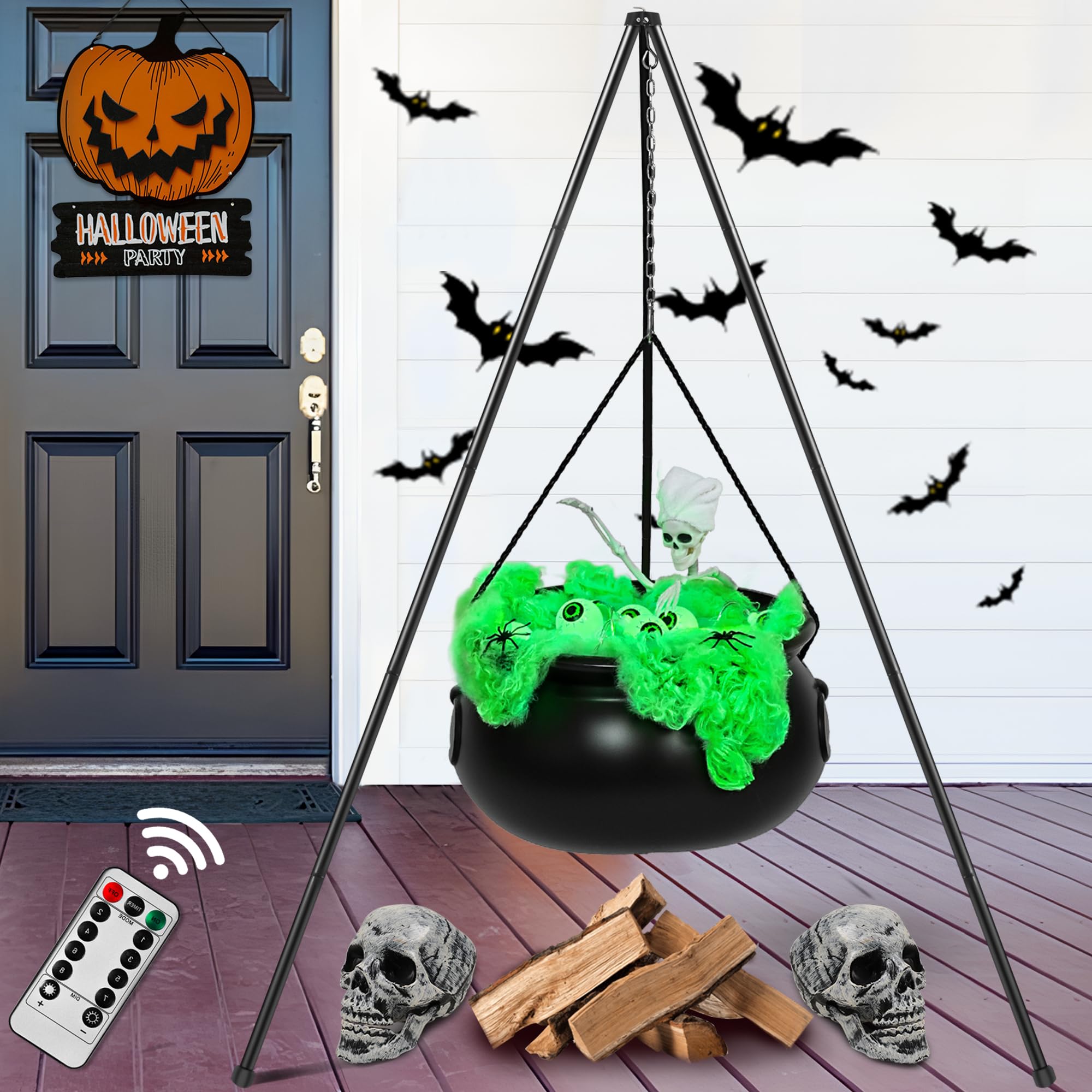 Halloween Decorations Outdoor Indoor Witches Cauldron Yard Patio Garden Lawn Decor Hocus Pocus Large Cauldron with Strin